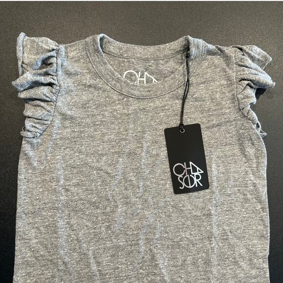 NWT Chaser Girls Ruffle Sleeve Tunic Tee/Tank, Light Gray, Girls Size 6 - Picture 3 of 5